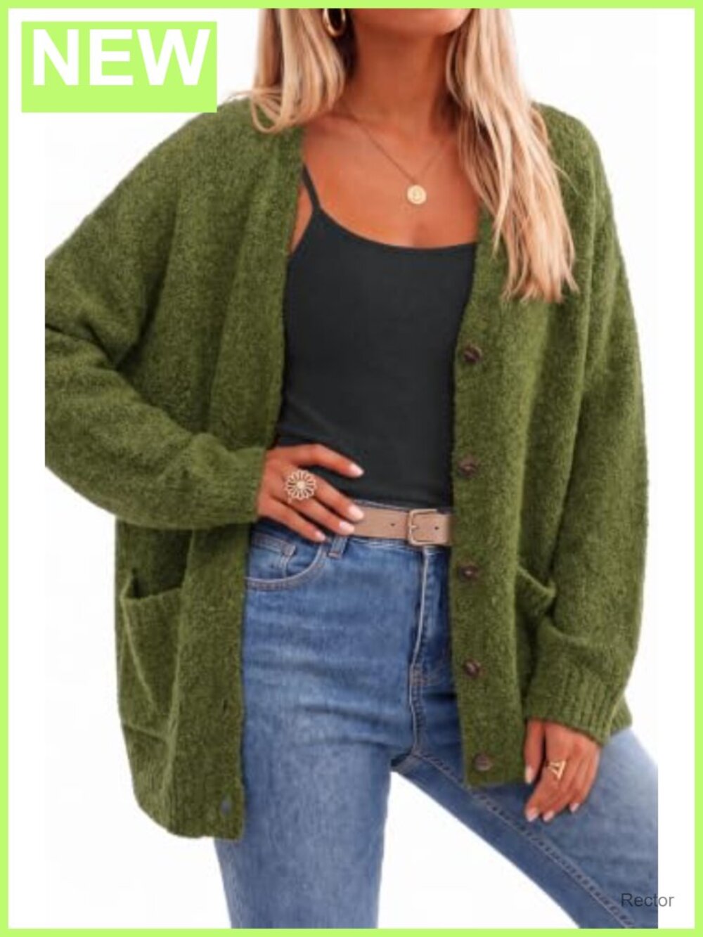 Wool Blend Oversized Chunky Cardigan V-Neck Button Front Sweater